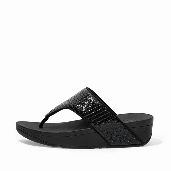 Fitflop Olive Leather Zehenstegsandalen Damen - Schwarz AT-729406